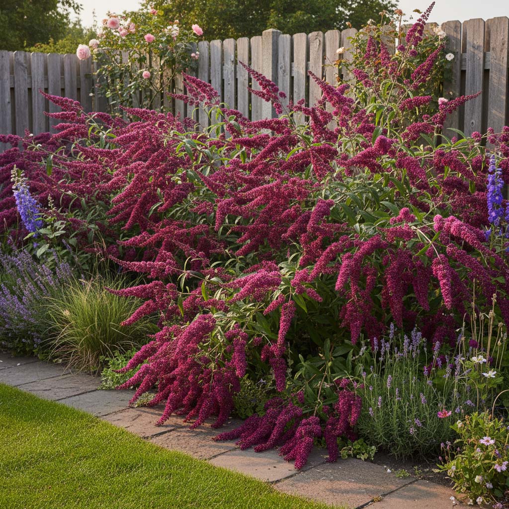 Vlinderstruik in border